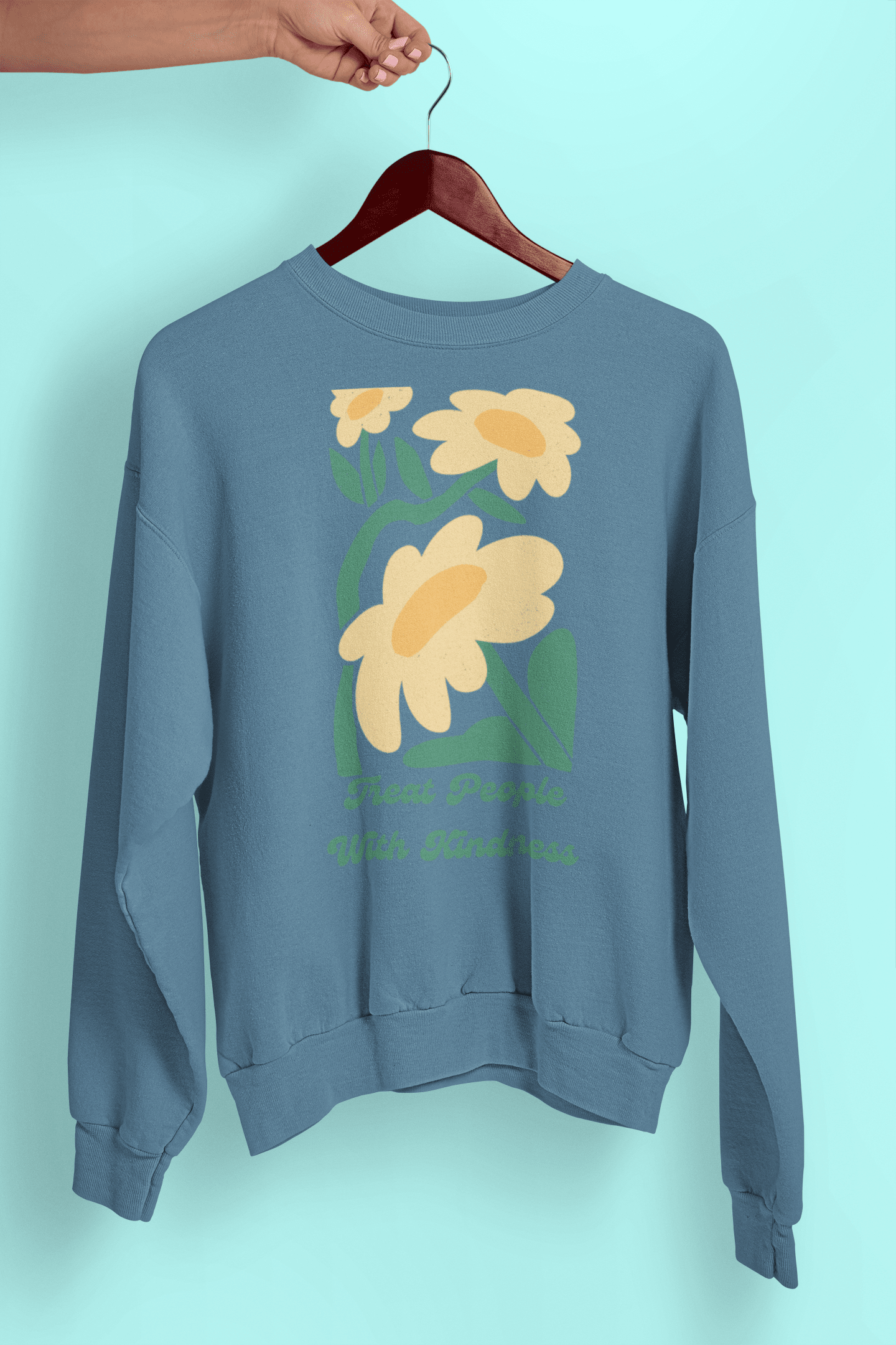 Harry Styles Merch: Treat People With Flowers Sweatshirt [TPWK] sweatshirts s Indigo Blue 